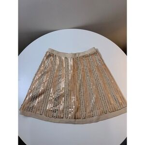 Verty Sequin Mini Skirt Womens Small Beige Rose Gold Like New Glam Party Skirt